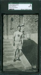 1912 Olympics Swedish Postcard Jim Thorpe SGC Auth
