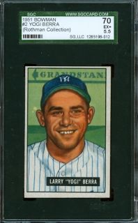 1951 Bowman #2   Yogi Berra   SGC 70    New York Yankees HoF