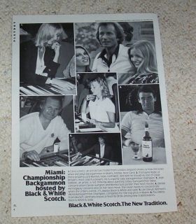 1980 Ad Page Black White Scotch Whisky Miami Championship Backgammon