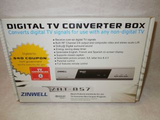Zinwell ZAT 857 Digital TV Converter Box Remote Digital to Analog New