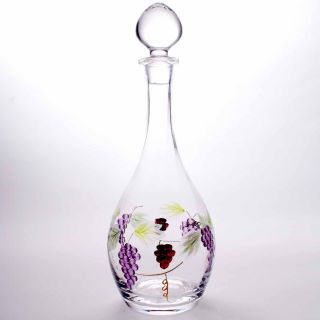 Wine Decanter Carafe Lead Free Crystal Hand Blown Painted Etched
