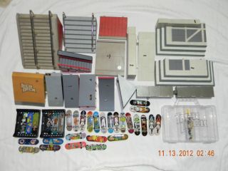 Large Lot Tech Deck Finger Boards Ramps Boards Carrying Case Parts