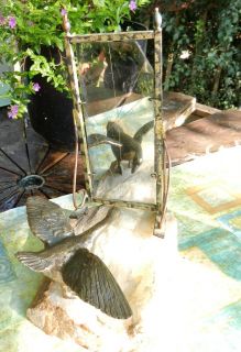 VINTAGE CURTIS JERE SCULPTURE METAL AND STONE DUCKLING AND MIRROR