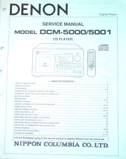 DENON CD PLAYER 100 DISC SERVICE MANUAL DCM 5000 DCM 5001
