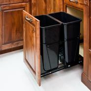  Pull Out Trash Can System Including Door Mount and 2 Cans Black