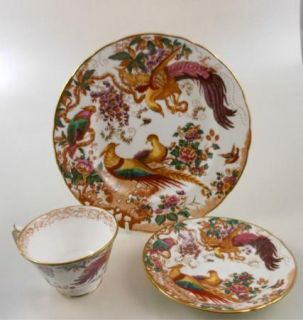 Royal Crown Derby Olde Avesbury Trio Cup Saucer Plate Bird of Paradise