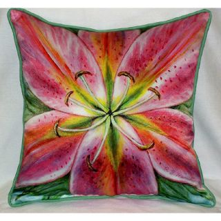 Indoor Outdoor Pink Lily Flower Decorative Art Throw Pillow