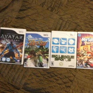 Wii Game Lot of 4 Games My Sims Pty Big League Sports Jet Ski Avatar