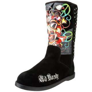 Ed Hardy Womens Bootstrap Boot 10FBS101W Skull Fashion Winter Boots
