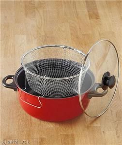 Nonstick Stovetop Deep Fryer 4 5 Qt Metal Pan w Fry Basket or Oil