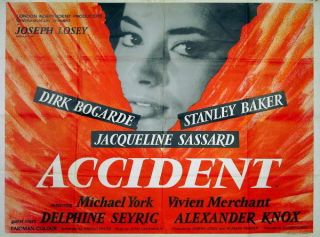 Accident 1967 Joseph Losey Dirk Bogarde Stanley Baker UK Quad Poster