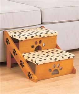  CONVERTIBLE PET DOG STAIRS FOAM CUSHIONED STEPS RAMP PAW PRINT DESIGN