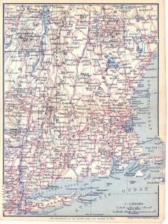 Massachusetts Boston New England D1166 Old Map 1909