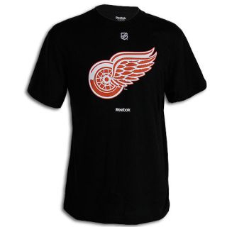 Detroit Red Wings Official NHL Winged Wheel Black T Shirt by Reebok