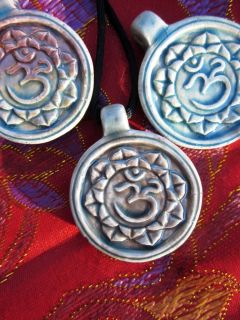 High Fired Hand Crafted Raku Pendant Necklace Buddha Head Symbol