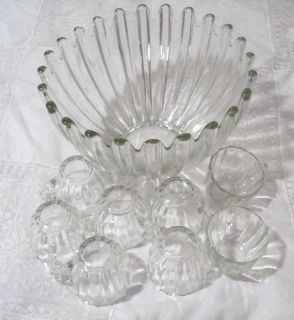  Celestial Ribbed Clear Punch Bowl 11 1 4 Top Diameter 8 Cups