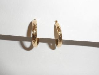 14k Yellow Gold Diamond Cut Mini Hoop Earrings