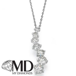 00 Ct White Gold 18K Diamond Journey Pendant Necklace