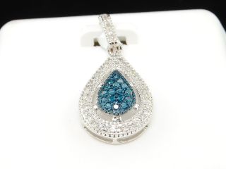  Gold Blue Diamond Teardrop Pendant Charm for Necklace 0 21 Ct