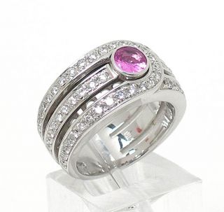 di modolo 18k white gold pink sapphire diamonds ring