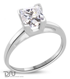 02 Ct E SI2 Princess Diamond Solitaire Ring 14k w Gold