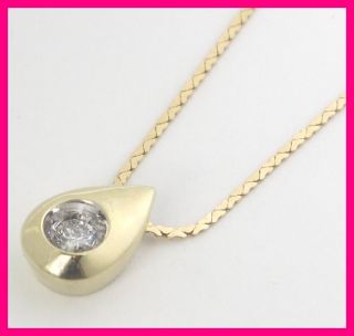  gold round diamond solitaire pear shape teardrop pendant necklace 15ct