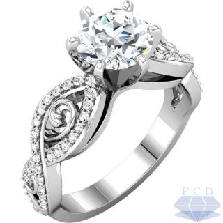 00CT TW ROUND BRILLIANT Diamond Engagement Ring   14K White Gold