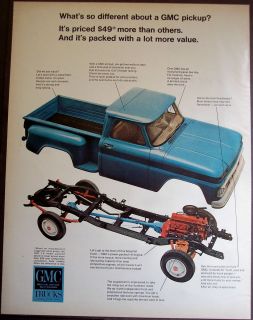  Blue GMC Pickup Truck Original Vintage 1966 Ad