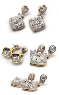  Diamond Chandelier Earrings Solid Platinum 18K Gold Jewelry
