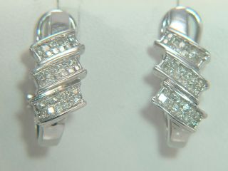 14k White Gold 50ct Diamond Half Hoop Earrings Omega Backs