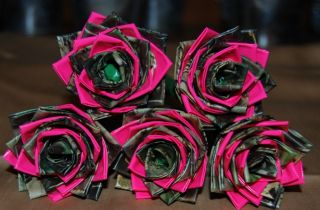 Camouflage & Hot Pink SINGLE Duct Tape Duck Tape Roses Pens 8