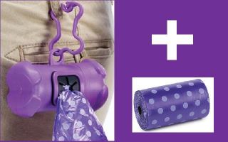 Pet Dog Waste Bag Holder with 4 Rolls of Puppy Poop Bags Refill Purple