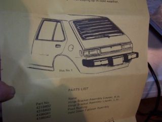 Mopar 1980s Dodge Colt GTS Rear Window Shades Louvers Hinged 4318401