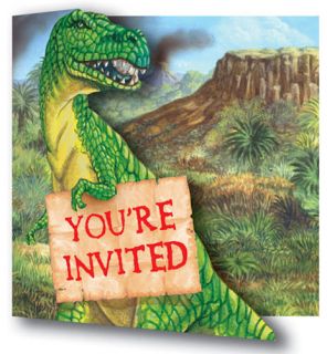 Diggin for Dinos Pack of 8 Dinosaur Party Invitations