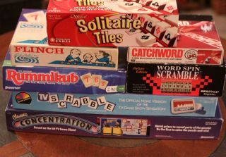 Lot 7 Games Flinch Concentration Catchword Scrabble More All Games