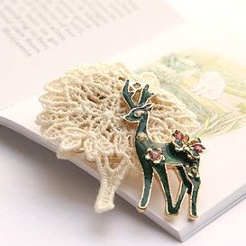 Lovely Lace Fallow Deer Design Lady Brooch Pin Party