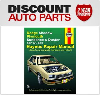 New Haynes Repair Manual Dodge Shadow 94 93 92 91 90 89 88 87 Sundance