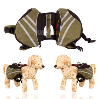 New Pet Dog Green Saddle Backpack for Hiking Walking Size S