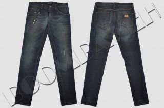 Dolce Gabbana 14 Gold Skinny 17cm Faded Dark Blue Stretch Jeans FW2012