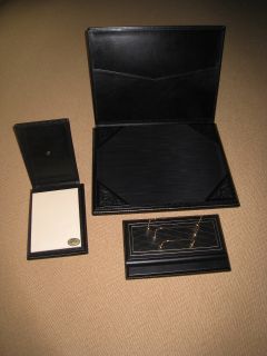 New Luxury Bontruper Leather Black Desk Pad Blotter Guilded 23K Gold