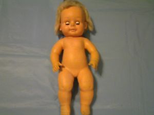 Vintage 14 Soft Rubber Baby Doll w Open Close Eyes
