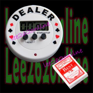 New Pro Digital Dealer Timer Poker Button White Best Playing Card Red