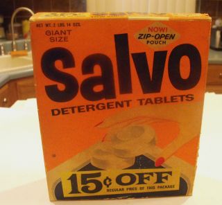 Vintage Box of Salvo Detergent Tablets Giant Size Half Full