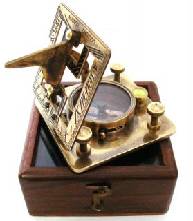Brass Sundial Compass with Wooden Case Dollond London Sundial