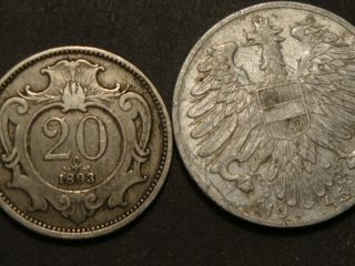 Austria 20 Heller 1893 Schilling 1946 A15 10 B28