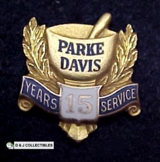Vintage Parke Davis 10 K Gold Fifteen Year Service Pin