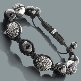 Disco Ball Style Bracelet with Black Crystals Black Beads