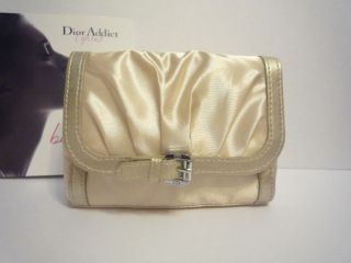 New Christian Dior Gold Silk Makeup Cosmetic Bag Case