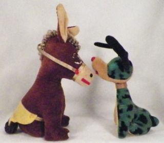 Cute Donkey Dog Stuffed Animals Toy 1960s Japan Vintage Both Need Felt