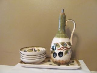 Tabletops Olive Wreath Oil Dipping Bottle Bowls Plate